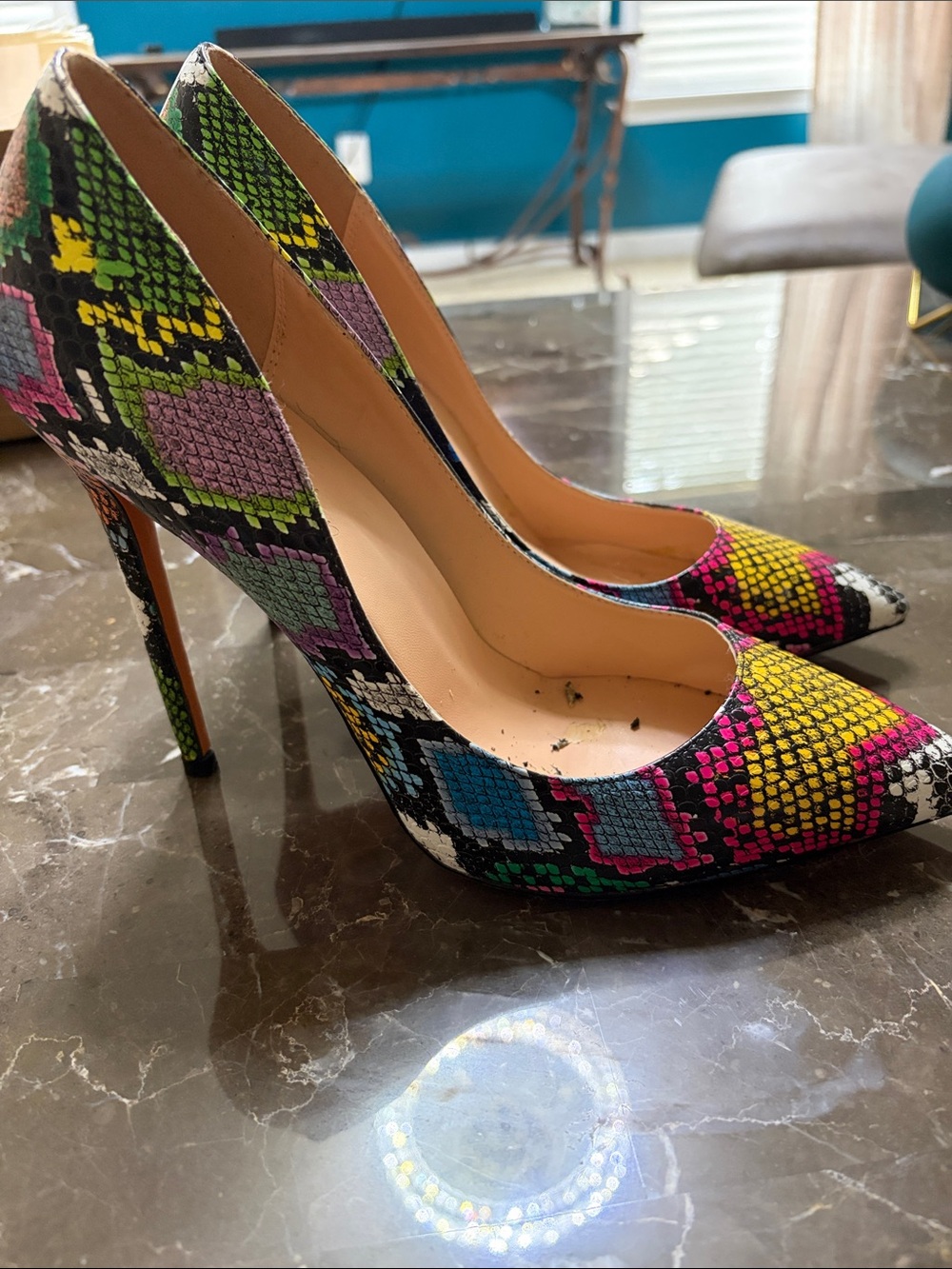 Colorful Snake-Print Pointed Pump - Multicolor - Picture 2 of 5